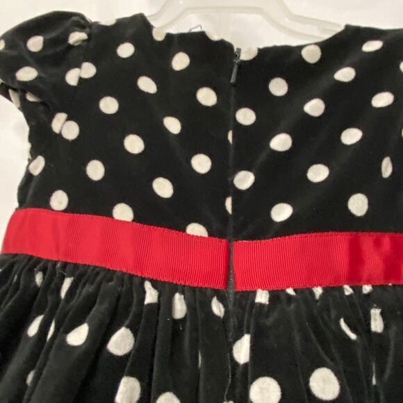 Gymboree Polka Dot Dress Velvet Puff Sleeves Bow Waist Size 12-18 Mos - Picture 4 of 8